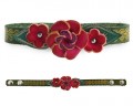 pink posy trio leather bracelet